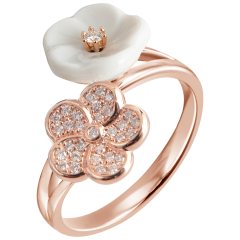 Ring Royal Blossom Pavé, 54 mm, 750 Roségold, 32 Brillanten 0,15 ct VS fw