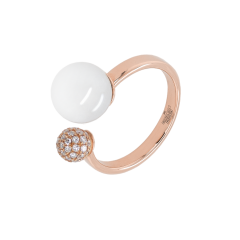 Ring Circle, Pearl Collection Pavé, 750 Roségold, 54 mm, 1 Porzellanperle 10m, 1 Pavéperle 6 mm, 28 Brillanten, 0,23 ct, TW/VSI