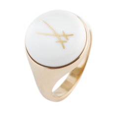 Siegelring rund, Markenzeichen Schwerter in Gold, 54 mm, 925 Silber rosé vergoldet