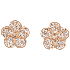 Ohrstecker Royal Blossom Pavé, 750 Roségold, 2 Pavé Blüten, 62 Brillanten zus. ca. 0,26 Carat  TW, VSI, Vollschliff Gut