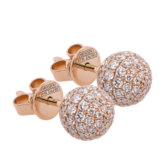 Ohrstecker Pearl Collection Pavé, 750 Roségold, 2 Goldperlen Pavé je 8 mm, 59 Billanten, 0,65 ct, TW/VSI