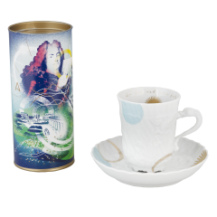 Trinkschokoladen-Set, 2-tlg., ADORATIO Schokoladenkunst Trinkschokolade 250g, Tasse Form "Schwanendessin", V 0,14 l