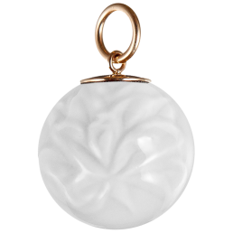 Anhänger "Boule" Tuberose Relief in Weiß, 750 Roségold, Ø 1,9 cm