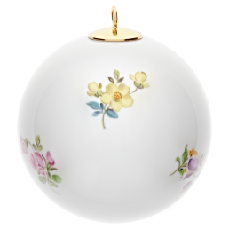 Baumschmuck Kugel, Gestreute Blümchen, bunt, weißer Rand, Ø 5 cm