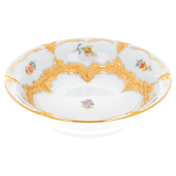 Dessertschale, Form "B-Form", Gestreute Blümchen, bunt, Goldbronze, leicht, L  cm