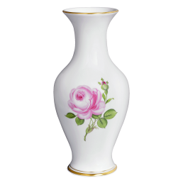 Vase, Form "Neuer Ausschnitt", Rose mitte, bunt, Goldrand, H 24 cm