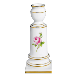 Leuchter, Form "Neuer Ausschnitt", Rose mitte, bunt, Goldrand, H 14 cm