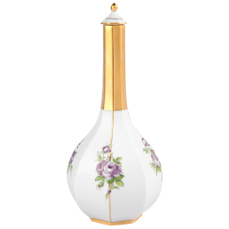 Flakon "Kleine Blumenbuketts", purpur und grün, H 26 cm