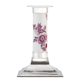 Leuchter mit Silbermontur, Blütenimpressionen, purpur, H 13,5 cm