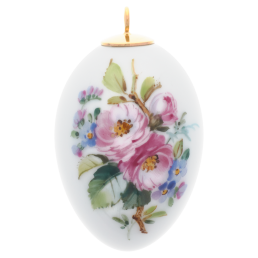 Osterei, Naturalistische Blumenmalerei, Mandelröschen, H 5 cm