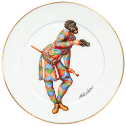Wandteller, Form "No 41", Italienische Komödie, Arlecchino, Ø 33 cm