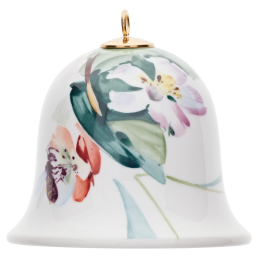 Miniatur-Glocke, Waldflora mit Insekten, Holzapfelblüte, weißer Rand, H 5 cm