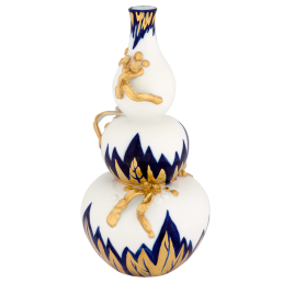 Flakon "Blaue Blätter mit Asthenkel 2", Unikat, Gudrun Gaube, H 30 cm