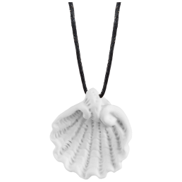 Schmuckanhänger Muschel, Markenzeichen Meissen, 1 Schwert, kobaltblau, weißer Rand, Aquatinta, 3 x 2,7 cm