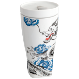 Coffee to go Becher mit Porzellandeckel, Form "Nova", Glücksdrache, V 0,35 l