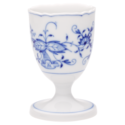 Eierbecher, Form "Neuer Ausschnitt", Zwiebelmuster, kobaltblau, weißer Rand, H 7 cm