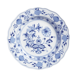 Vorspeise- und Dessertteller, Form "Neuer Ausschnitt", Zwiebelmuster, kobaltblau, weißer Rand, Ø 20 cm