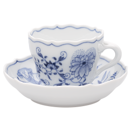 Espressotasse, Form "Neuer Ausschnitt", Zwiebelmuster, kobaltblau, weißer Rand, V 0,1 l