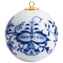 Baumschmuck Kugel, Zwiebelmuster, kobaltblau, weißer Rand, Ø 5 cm