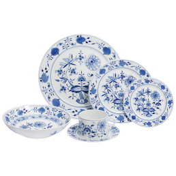 Starter set, 6-pcs for 1 person, Shape "No 41", Blue Onion, white rim