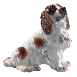 Hund Cockerspaniel, sitzend, Bunt staffiert, H 14 cm