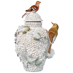 Vase mit Schneeballblüten, H 29 cm