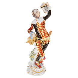 Harlekin mit Deckelkanne, Bunt und gold staffiert