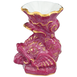 Leuchter Delphin, Purpur und Gold staffiert, H 6,5 cm