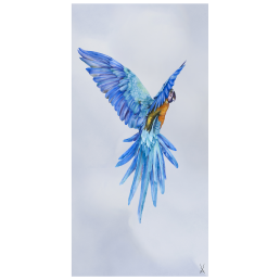 Wandgemälde "Gelbbrust Ara", 60 x 30 cm