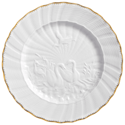 Platzteller, Form "Schwanendessin", Goldkante, Goldrand, Ø 32 cm