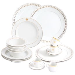 Speise-Set, 20-tlg. für 4 Personen, Swords Luxury Gold, Schwertermedaillon, Goldband