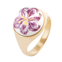 Siegelring rund, Lilie, 52 mm, 925 Silber rosé vergoldet