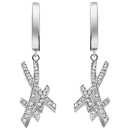 Klappcreole Swords Pavé, 750 Weißgold, 70 Brillanten ca. 0,34 ct, TW, VSI, Vollschliff Gut