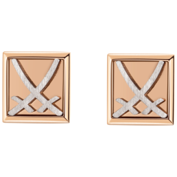 Manschettenknopf-Paar mit neuer Mechanik, Stift gebogen mit Kugel 925 Silber vergoldet, Schwerter Silber weiß