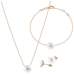 Set Royal Blossom Basic Earrings, Bracelet & Collier, 750 rose gold