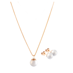 Set Pearl Collection Pure White, Earrings & Collier 45 cm, 750 rose gold