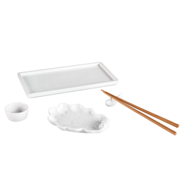Sushi set 1, 5-pcs for 1 person, Cosmopolitan, Swan dessin, white
