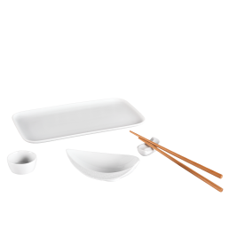 Sushi-Set, 5-tlg. für 1 Personen, Nova, Cosmopolitan, Wellenspiel, Weiß